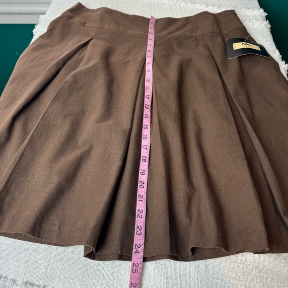 Vtg 90s NWT MG Originals Pleated A-line Linen Blend Brown Skirt Academia Size 18 - Picture 3 of 8
